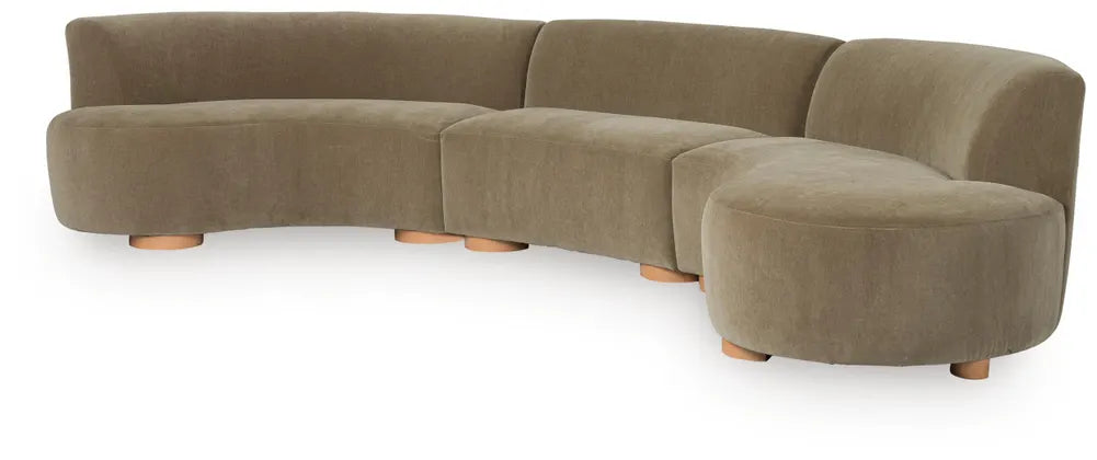 LaraRosa 3-Piece Sectional with Chaise;Sable
