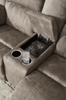 Laresview DBL Reclining Loveseat with Console;Fossil