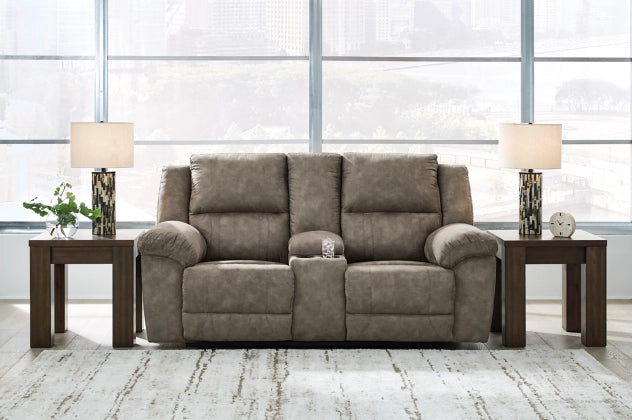 Laresview DBL Reclining Loveseat with Console;Fossil