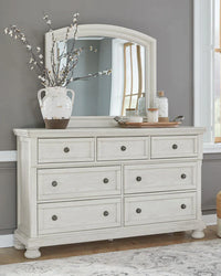 Robbinsdale King Panel Storage Bed with Mirrored Dresser, Chest and 2 Drawer Nightstand