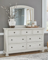 Robbinsdale King Panel Storage Bed with Mirrored Dresser, Chest and 1 Drawer Nightstand