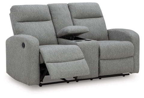 Moreau Place DBL Reclining Loveseat with Console;Sterling