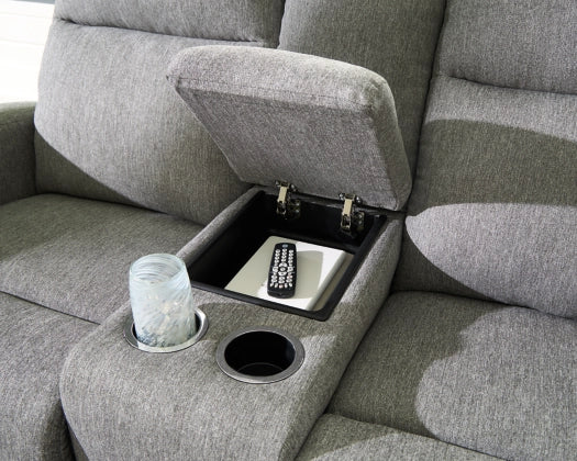 Moreau Place DBL Reclining Loveseat with Console;Sterling
