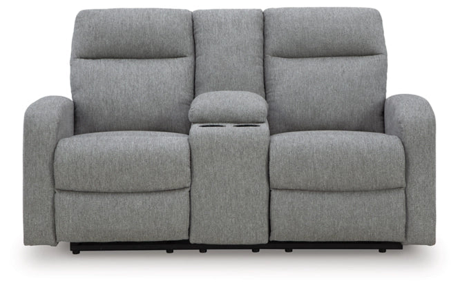 Moreau Place DBL Reclining Loveseat with Console;Sterling