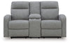 Moreau Place DBL Reclining Loveseat with Console;Sterling
