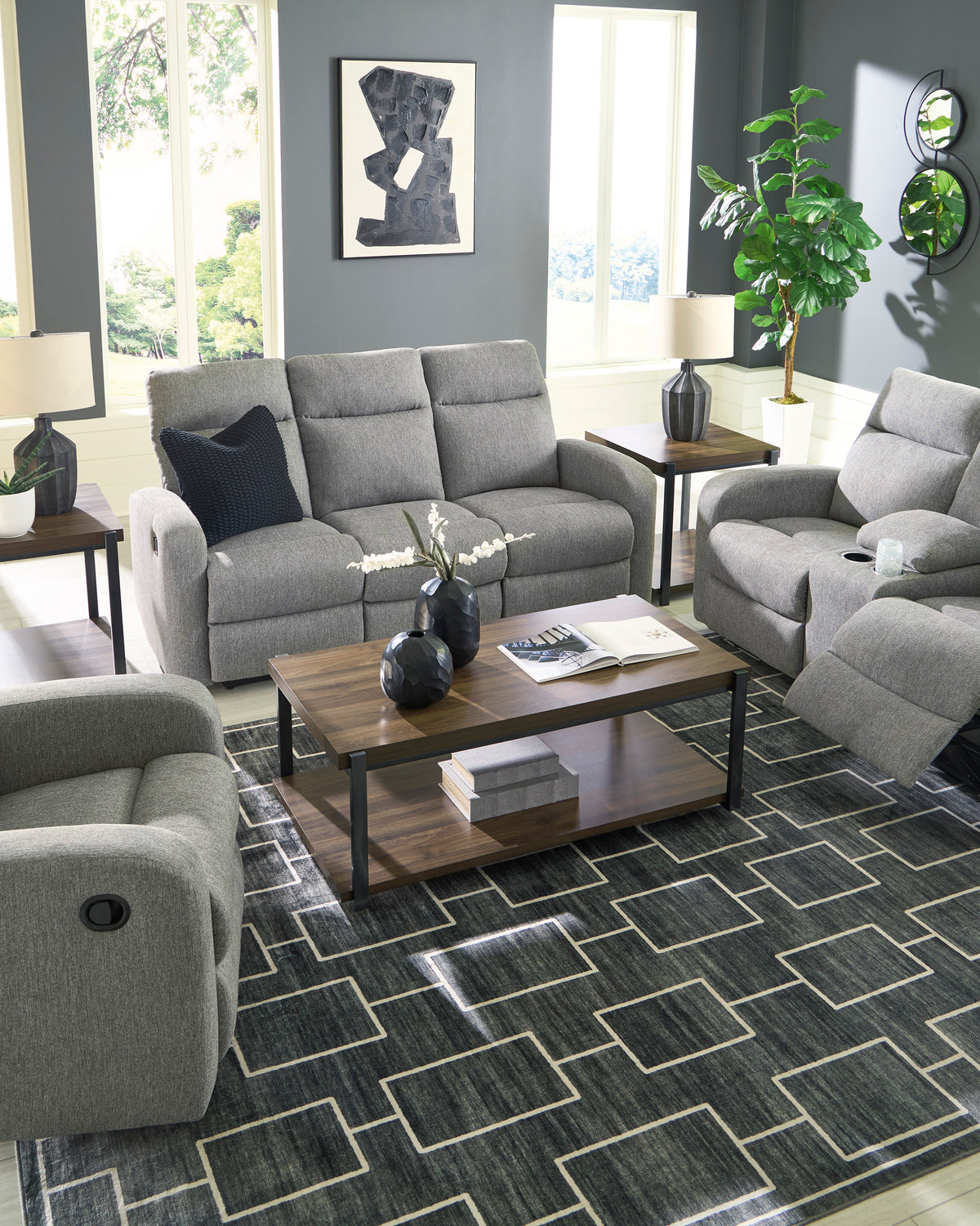 Moreau Recliner Sofa Set;Sterling