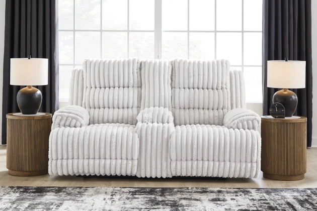 Technique DBL REC PWR Loveseat w/Console; Alloy
