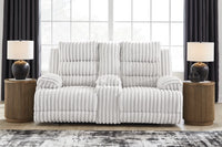 Technique DBL REC PWR Loveseat w/Console; Alloy