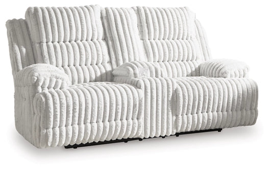 Technique DBL REC PWR Loveseat w/Console; Alloy