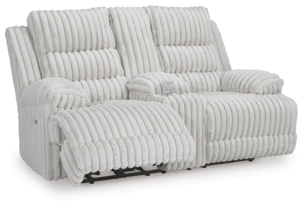 Technique DBL REC PWR Loveseat w/Console; Alloy