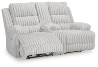 Technique DBL REC PWR Loveseat w/Console; Alloy