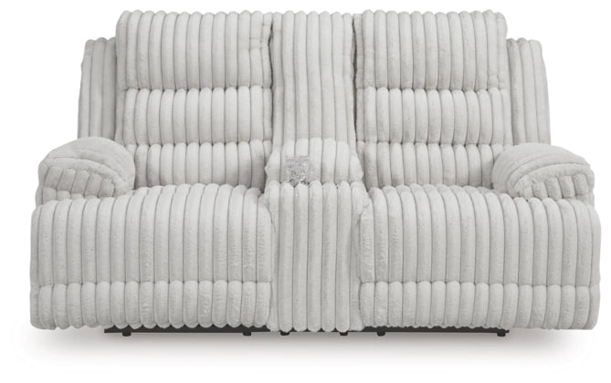 Technique DBL REC PWR Loveseat w/Console; Alloy