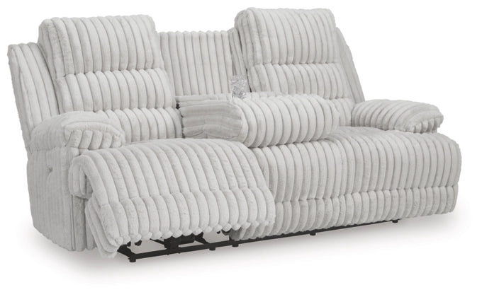 Technique DBL REC PWR Sofa w/Console; Alloy