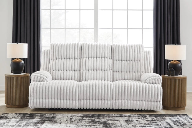 Technique DBL REC PWR Sofa w/Console; Alloy