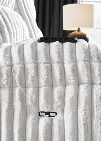 Technique DBL REC PWR Sofa w/Console; Alloy