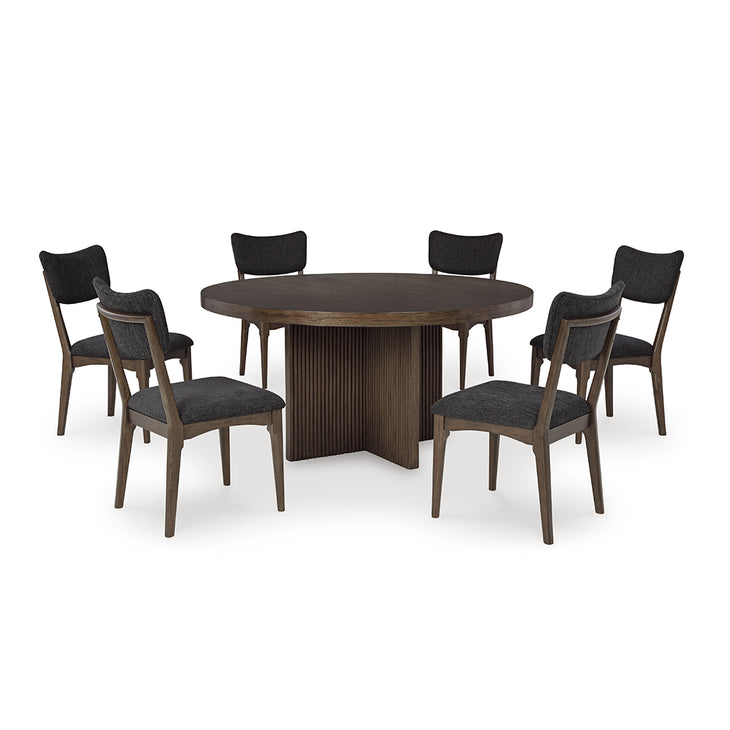 Korestone Dining Set With 6 Chairs; Dark Brown