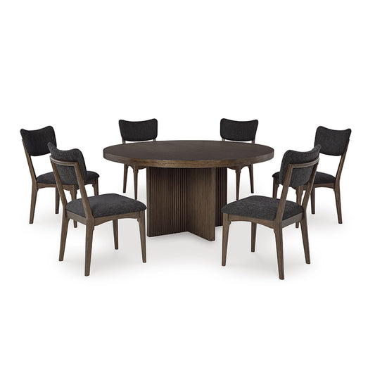 Korestone Dining Set With 6 Chairs; Dark Brown