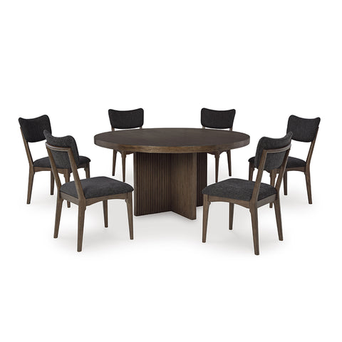 Korestone Dining Set With 6 Chairs; Dark Brown