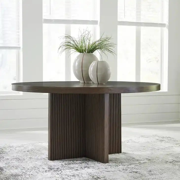 Korestone Dining Set With 6 Chairs; Dark Brown