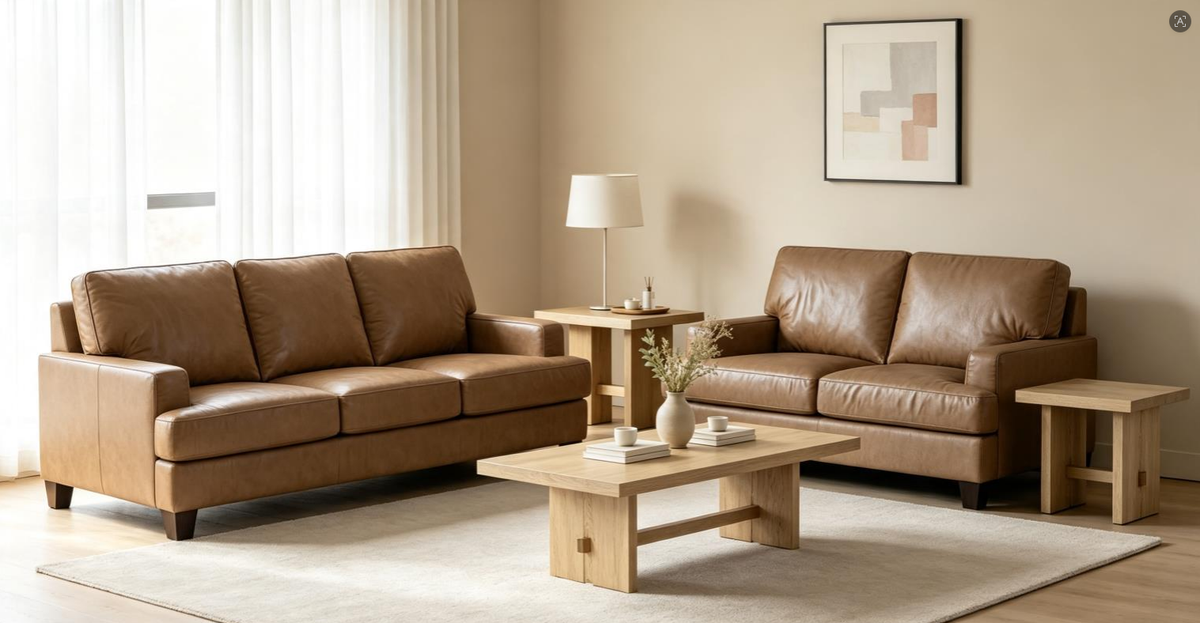 Cornet Pike Sofa and Loveseat; Toffee