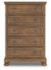 Vandenmore Five Drawer Chest;Medium Brown
