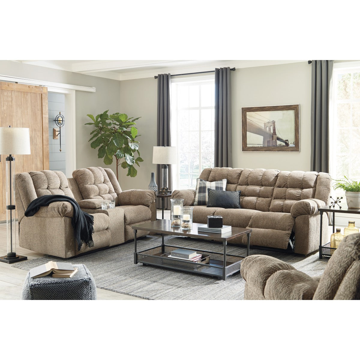 Workhorse Reclining Sofa, Loveseat and Rocker Recliner
