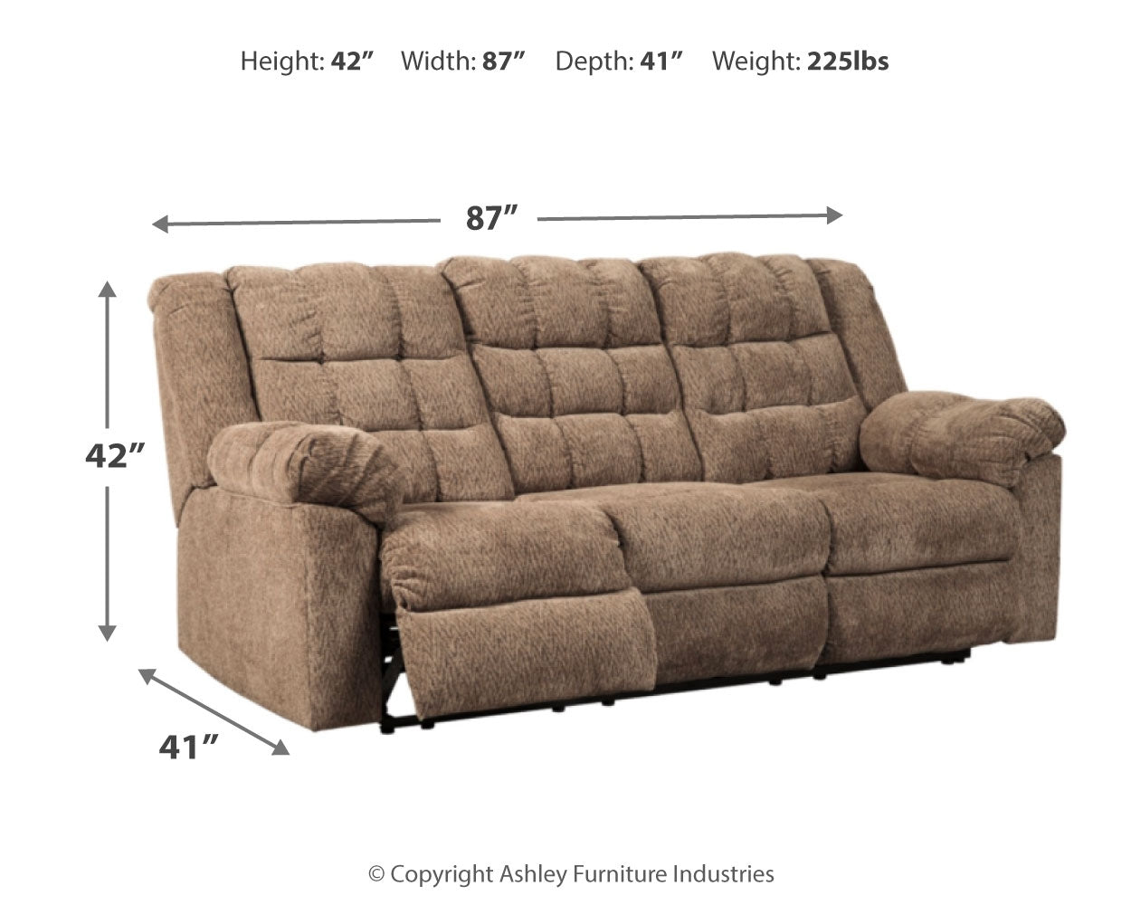 Workhorse Reclining Sofa - Ashley Furniture - Brunei
