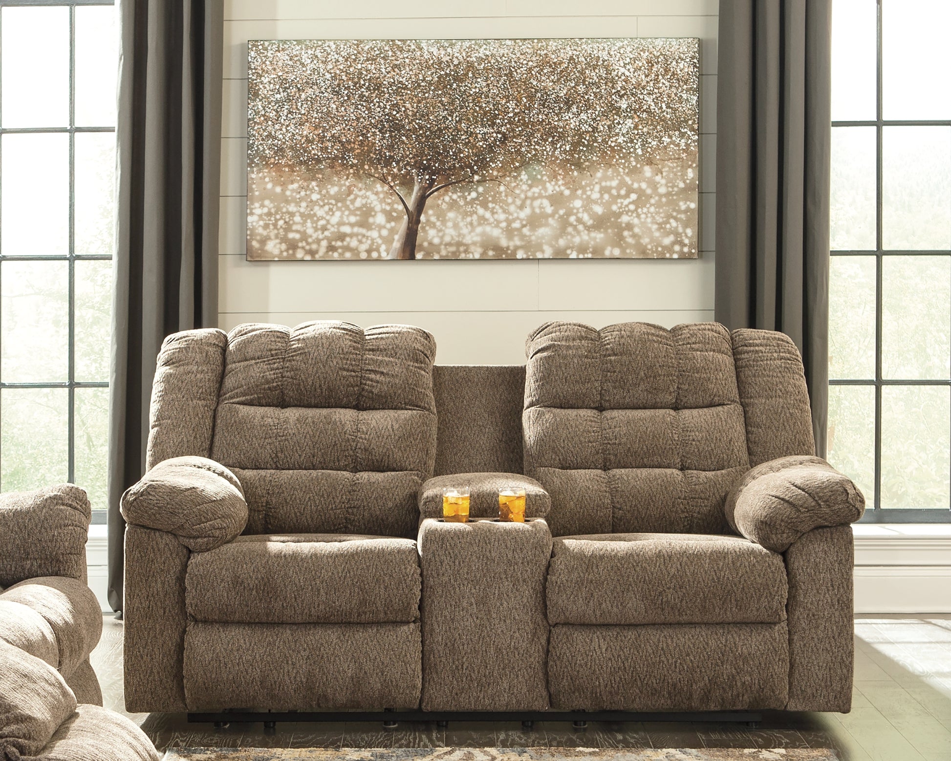 Workhorse Reclining Loveseat with Console - Ashley Furniture - Brunei