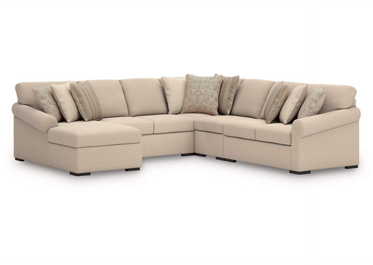 LadyMae 5-Piece Sectional with Chaise;Twill
