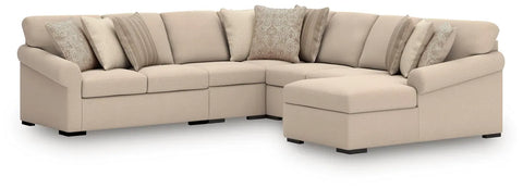 LadyMae 5-Piece Sectional with Chaise;Twill