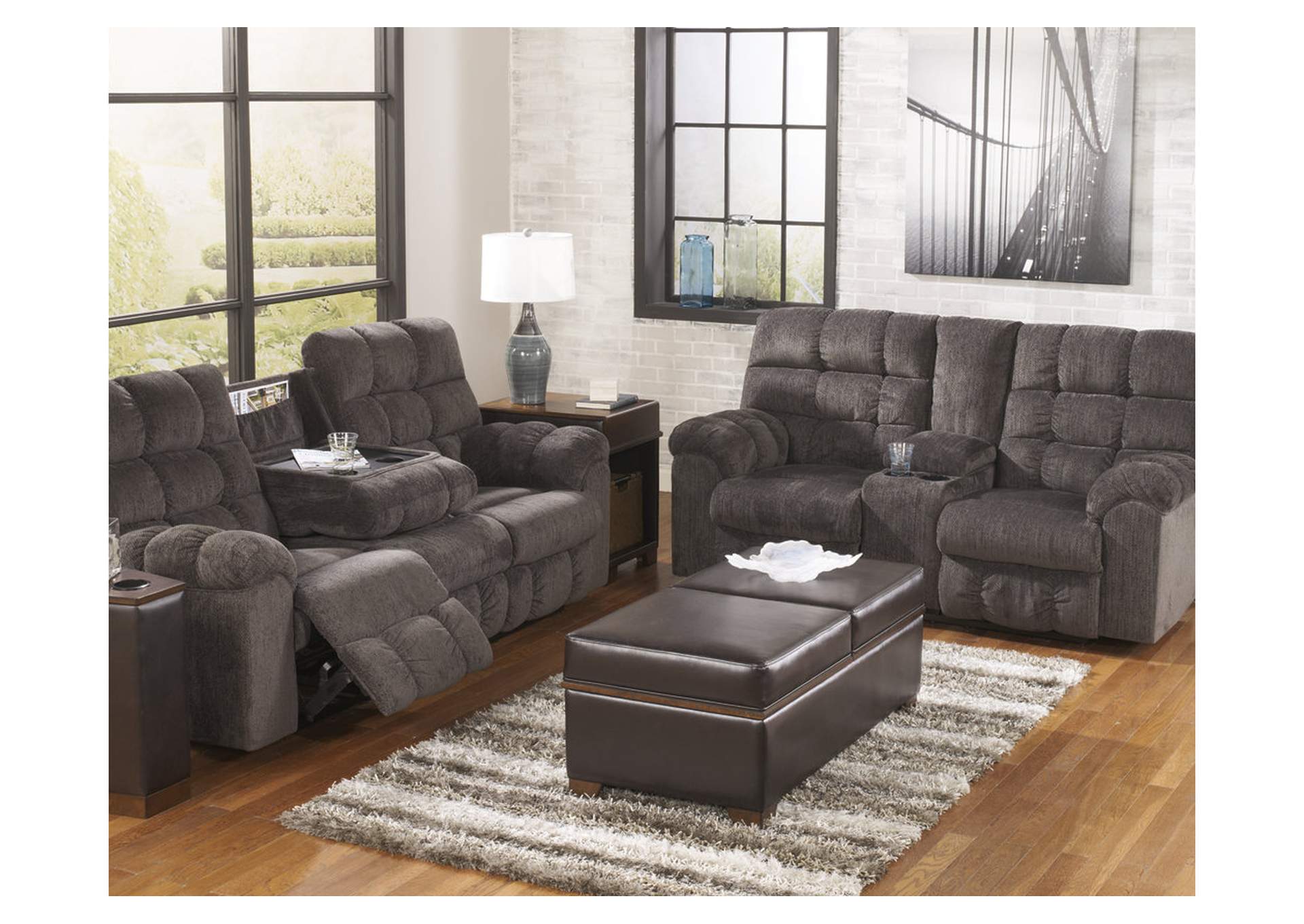 Acieona Reclining Sofa with Drop Down Table - Ashley Furniture - Brunei