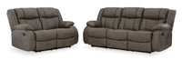 First Base Reclining Sofa and Loveseat;Gunmetal