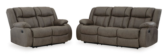 First Base Reclining Sofa and Loveseat;Gunmetal