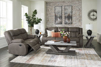 First Base Reclining Sofa and Loveseat;Gunmetal