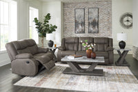First Base Reclining Sofa and Loveseat;Gunmetal
