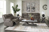 First Base Reclining Sofa and Loveseat;Gunmetal