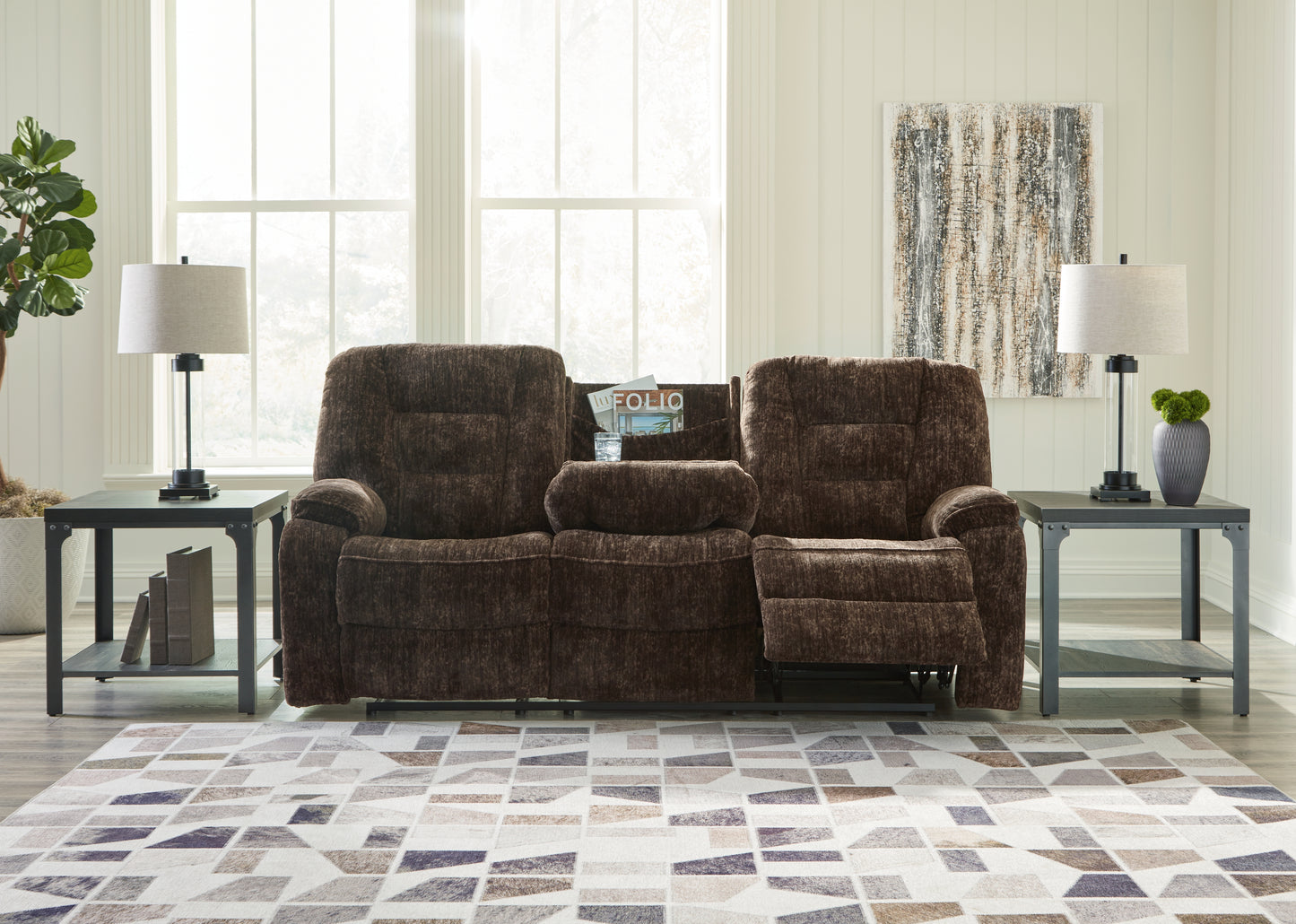 Soundwave Reclining Sofa with Drop Down Table - Ashley Furniture - Brunei