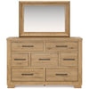 Galliden 7-Drawer Dresser with Mirror; Light Brown