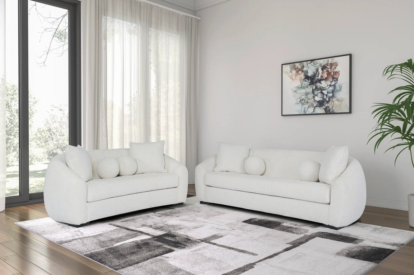 Wateron Sofa and Loveseat;Vanilla