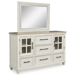 Shaybrock Dresser and Mirror; Antique White/Brown