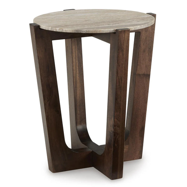 Tanidore Round End Table;Warm Brown