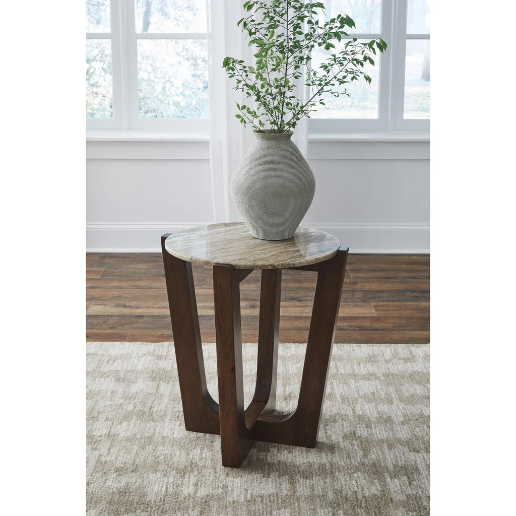 Tanidore Round End Table;Warm Brown