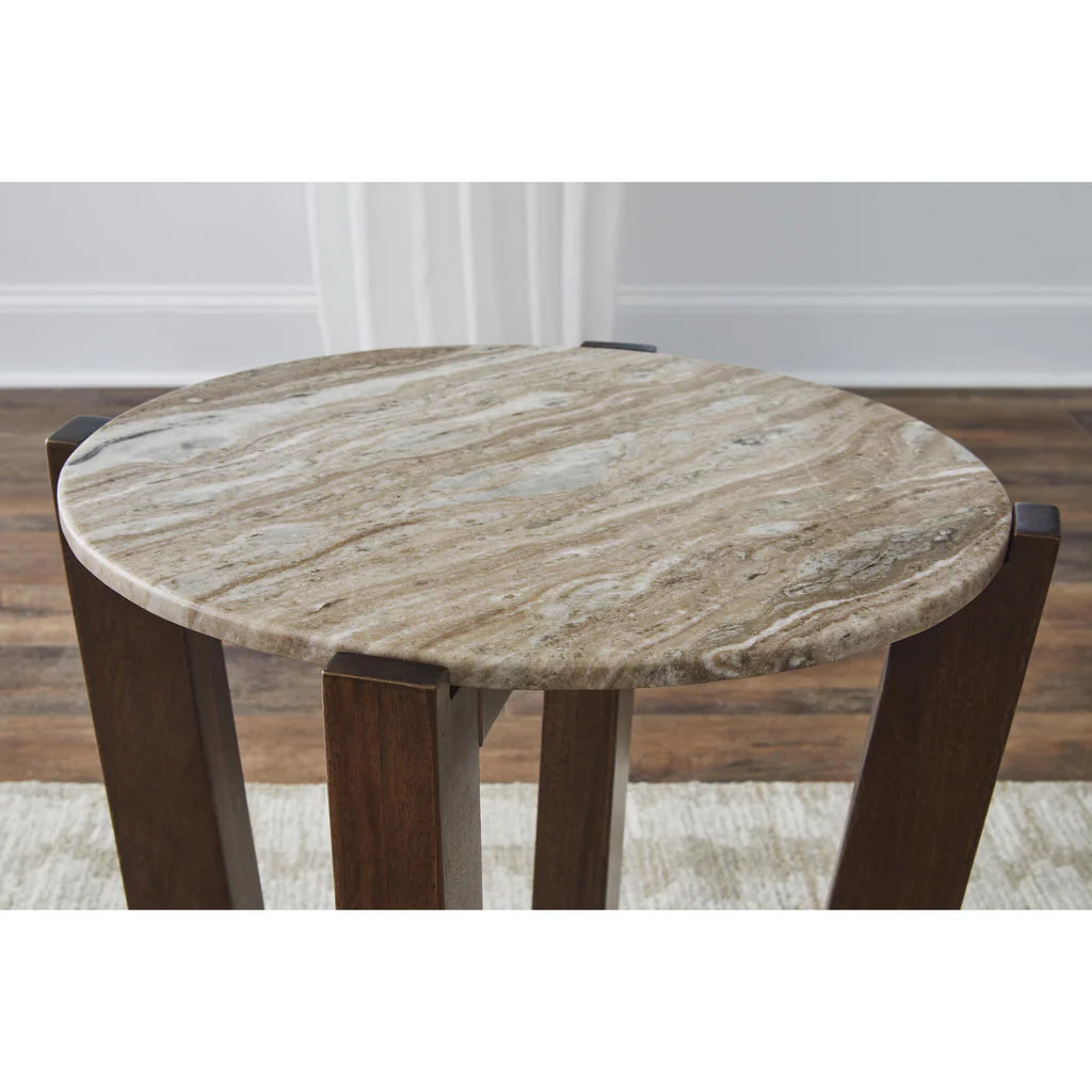 Tanidore Round End Table;Warm Brown