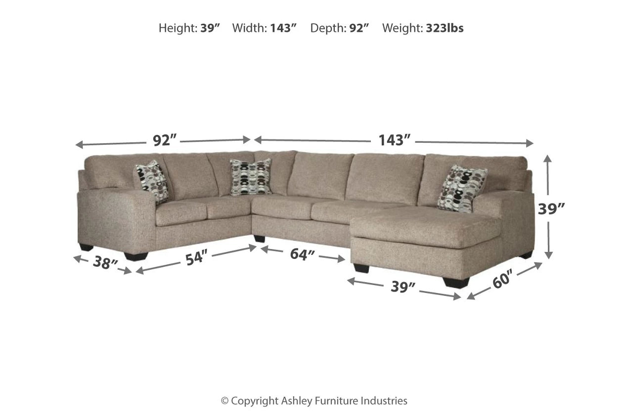Ballinasloe 3-Piece Sectional and Ottoman - Ashley Furniture - Brunei
