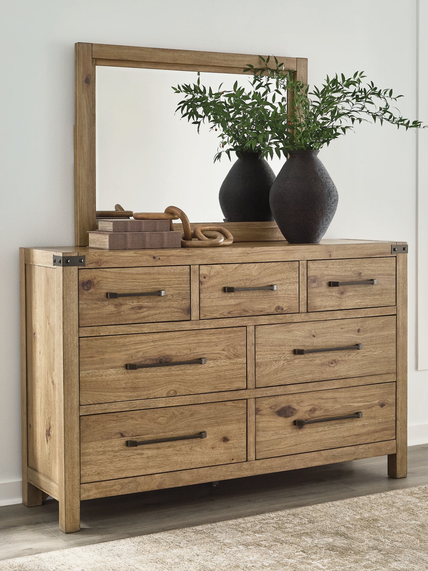 Ridgester 7-Drawer Dresser with Mirror;Brown