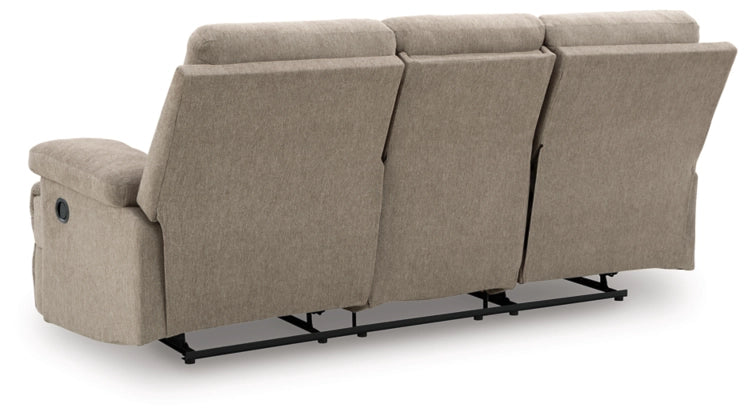 Tarrant Reclining Sofa with Drop Down Table;Mocha