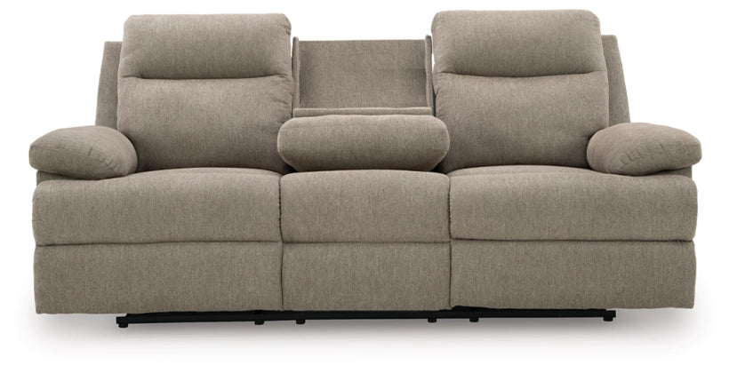 Tarrant Reclining Sofa with Drop Down Table;Mocha