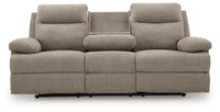 Tarrant Reclining Sofa with Drop Down Table;Mocha