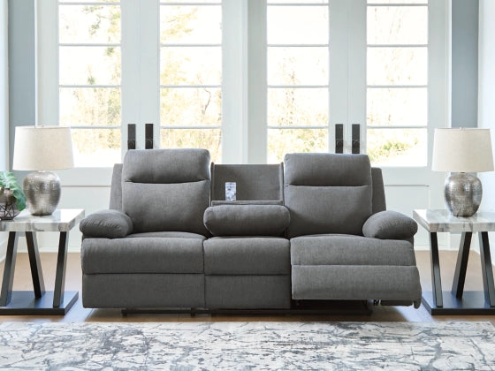 Tarrant REC Sofa w/Drop Down Table; Charcoal