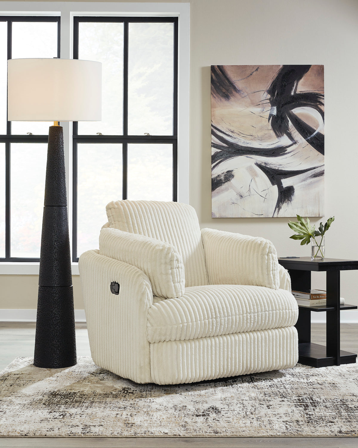 Tie-Breaker Swivel Glider Recliner;Ivory